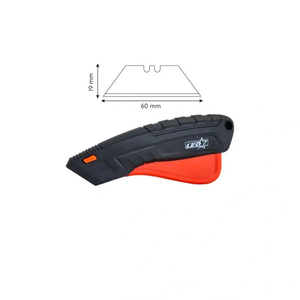 LEO SX-9607 Otomatik Geri Çekmeli Emniyetli Halıcı Tip Maket Bıçağı (5).webp